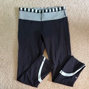 Women’s Lululemon Black Capri Leggings with Striped Waistband